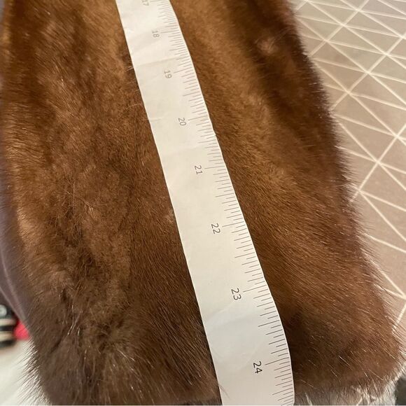 Vintage 1960s Brown Wool & Mink Collar Coat 60s  Winter Coat Diane Original XL - Picture 13 of 14